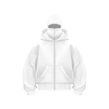 Balaclava Autumn/Winter Warm Fashion Personalized Hoodie Men'S Soild Color Double Layer Hoodie Sportswear 2025 New Edition